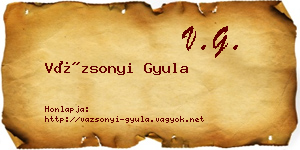 Vázsonyi Gyula névjegykártya